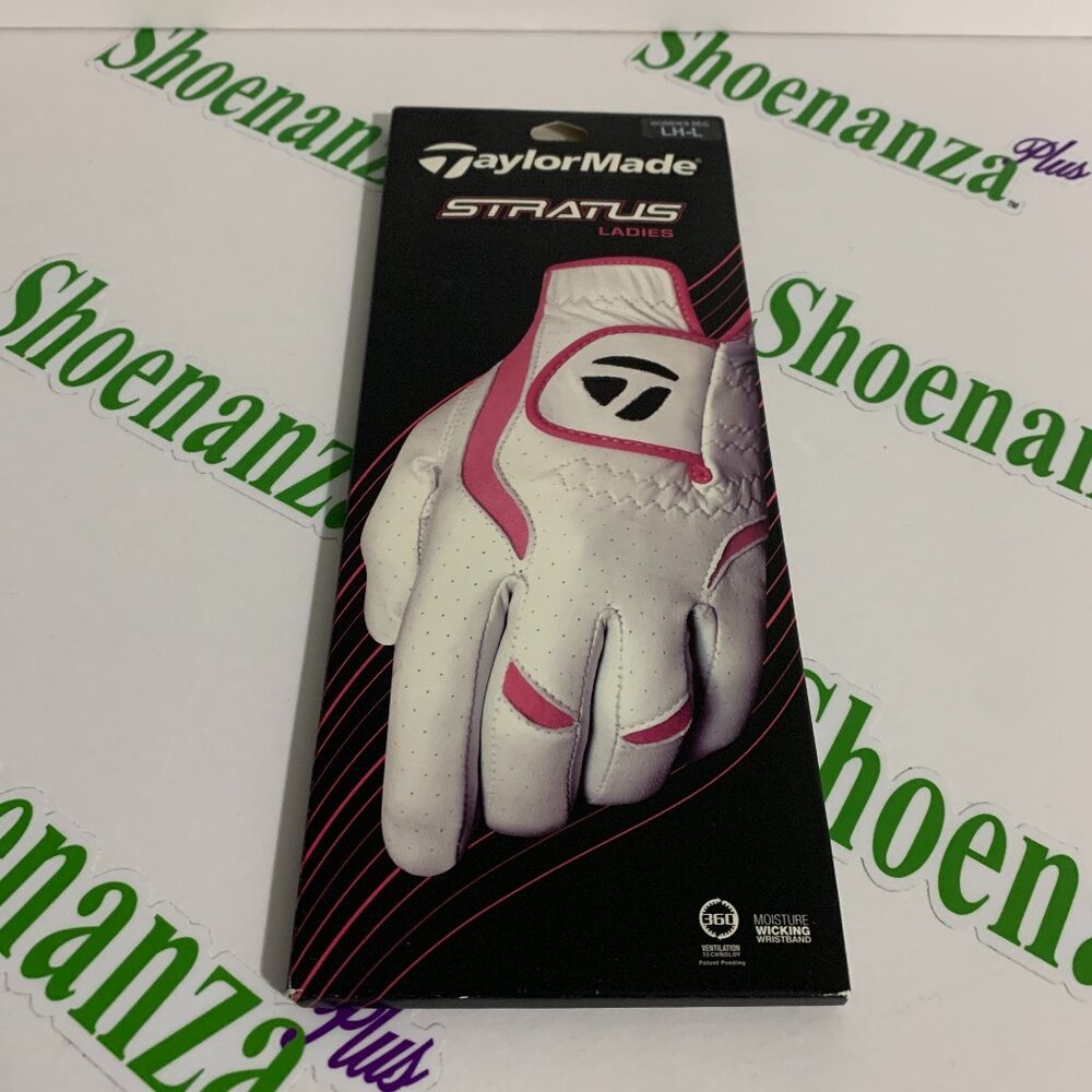 TaylorMade Golf Glove Stratus Ladies Left Hand Womens Regular Large L White Pink